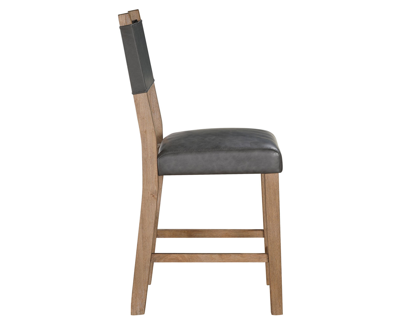 Aubrey 24" Counter Chair, Gray Vegan Leather with Driftwood finish