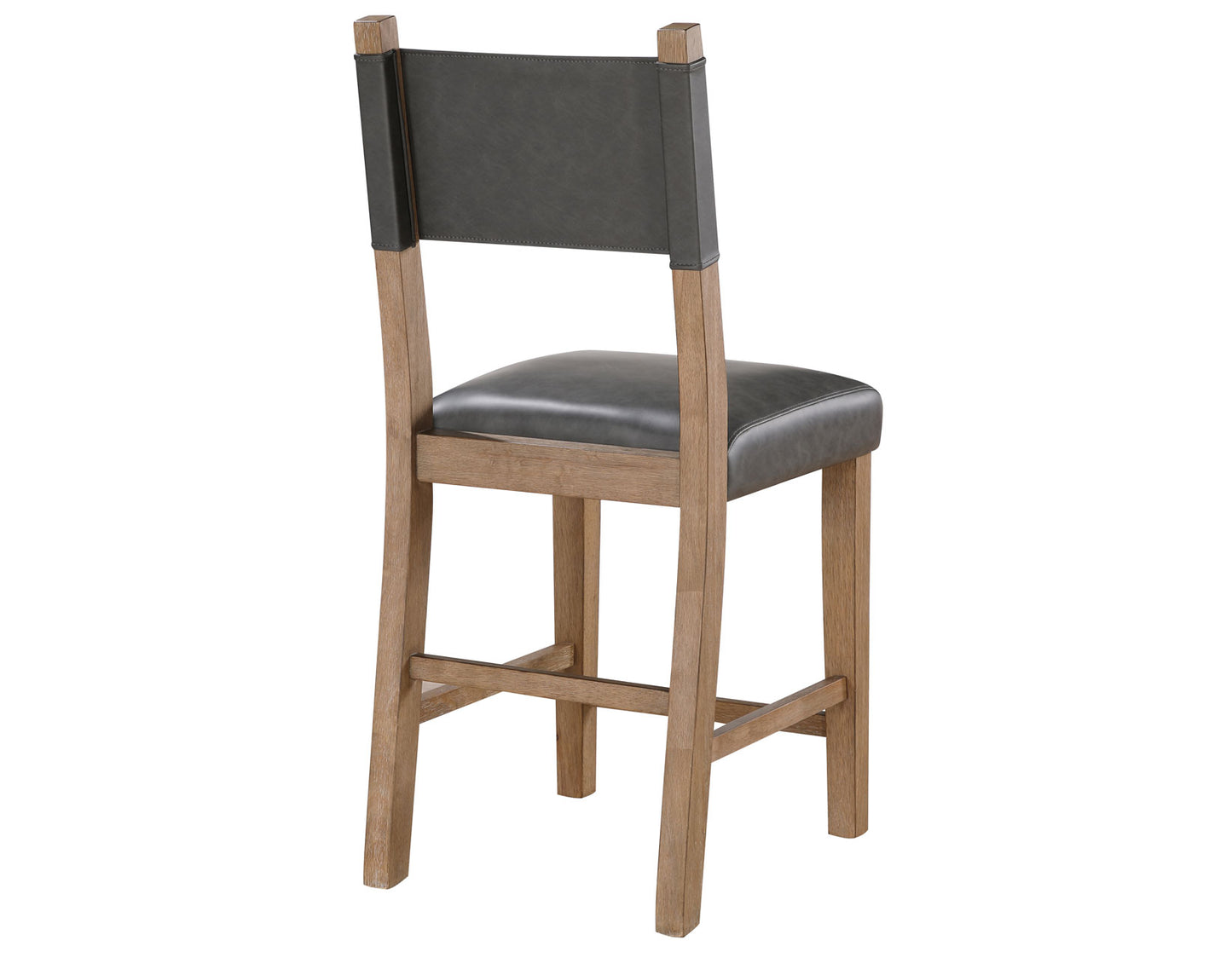 Aubrey 24" Counter Chair, Gray Vegan Leather with Driftwood finish