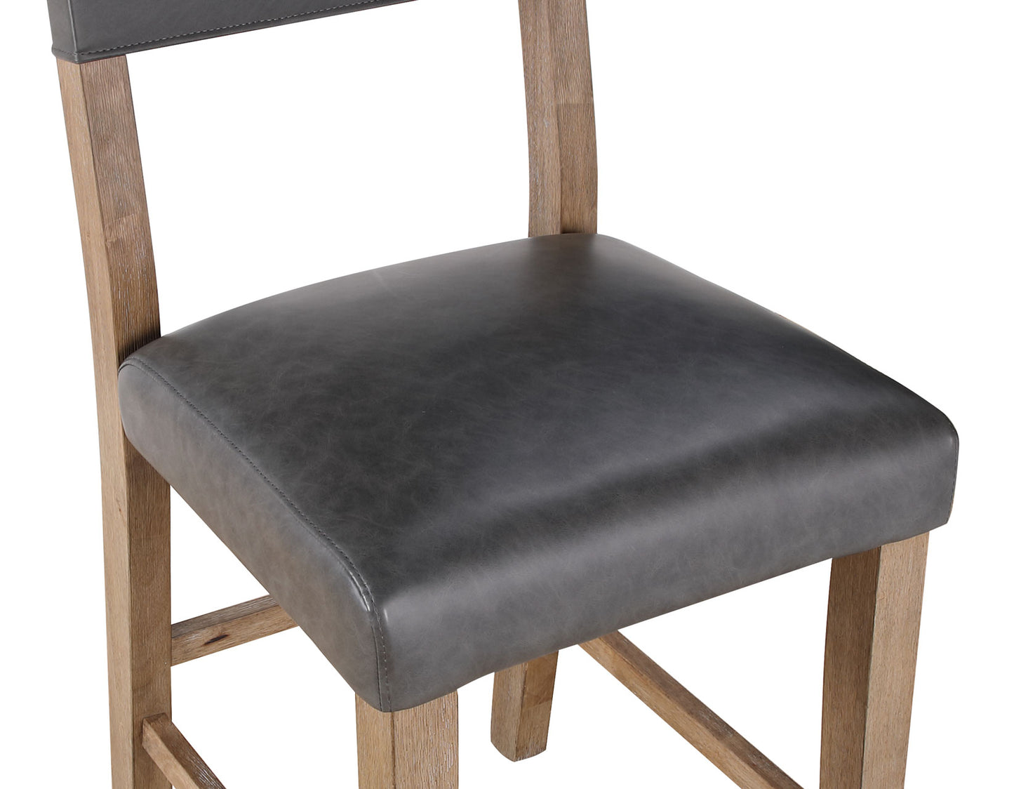 Aubrey 24" Counter Chair, Gray Vegan Leather with Driftwood finish