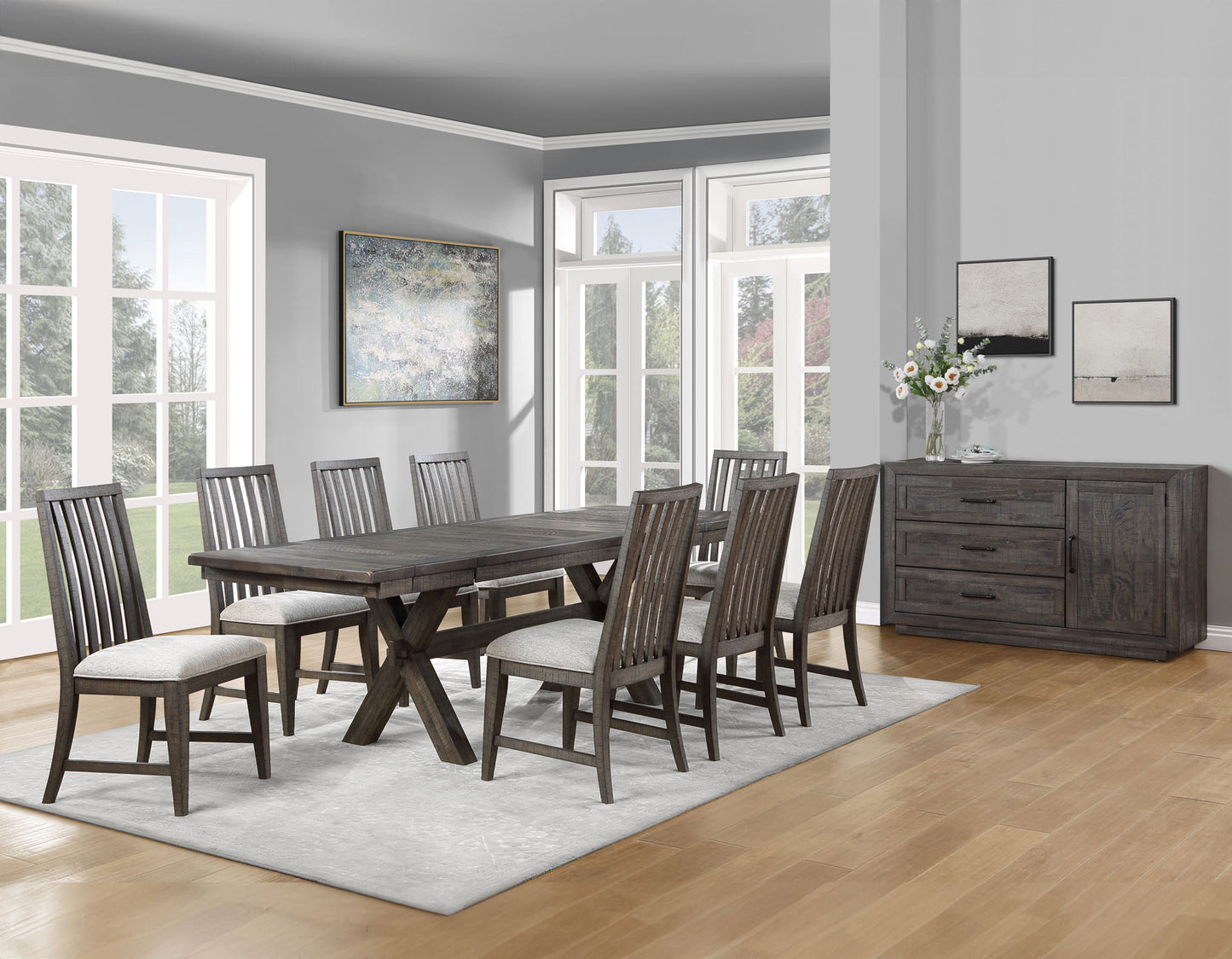 Riverdale 72-96-inch Trestle Dining Table w/2 -12-inch leaves