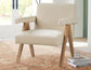 Helen Accent Chair, Cream Fabric with Light Chestnut Wood Finish