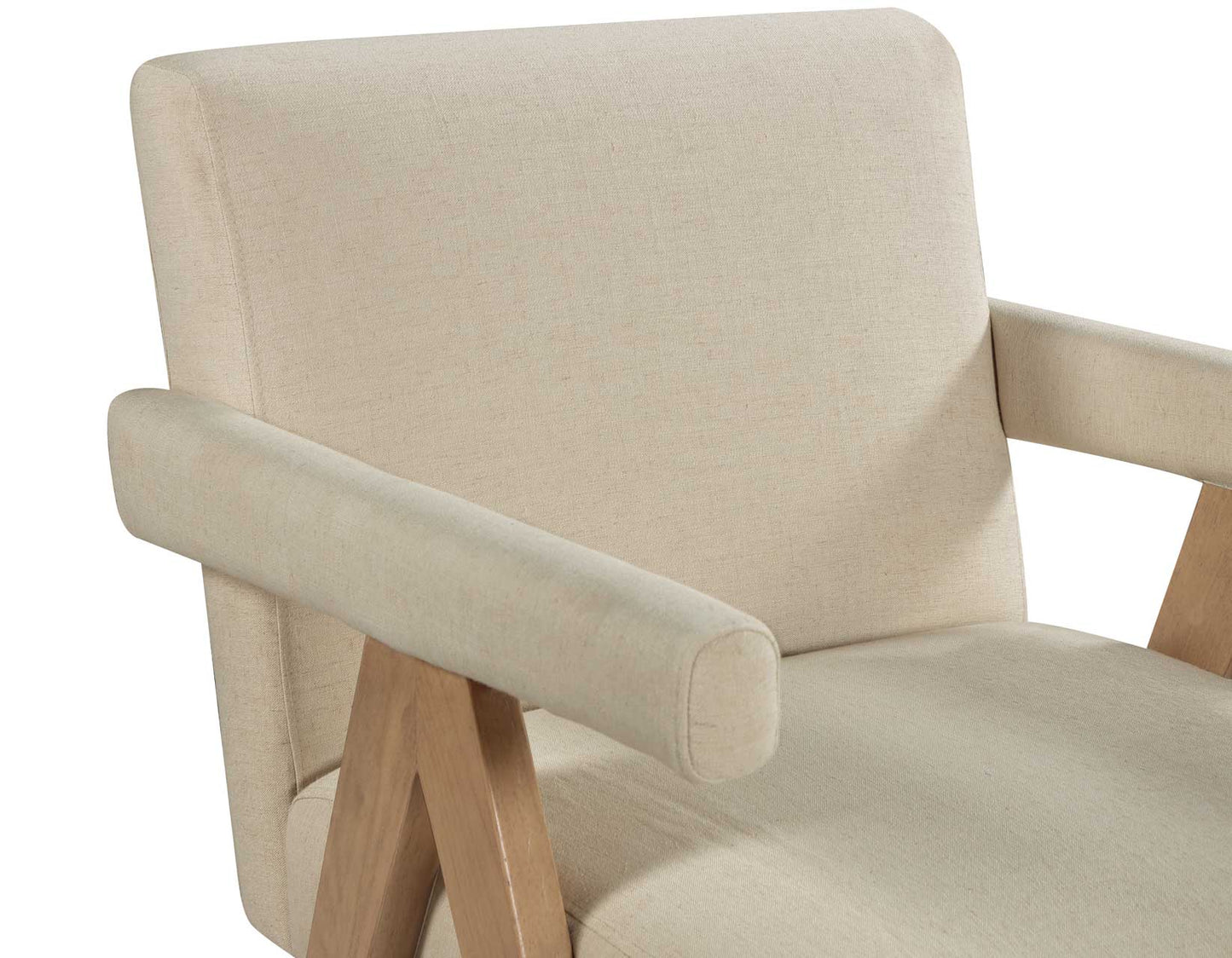 Helen Accent Chair, Cream Fabric with Light Chestnut Wood Finish