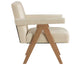 Helen Accent Chair, Cream Fabric with Light Chestnut Wood Finish