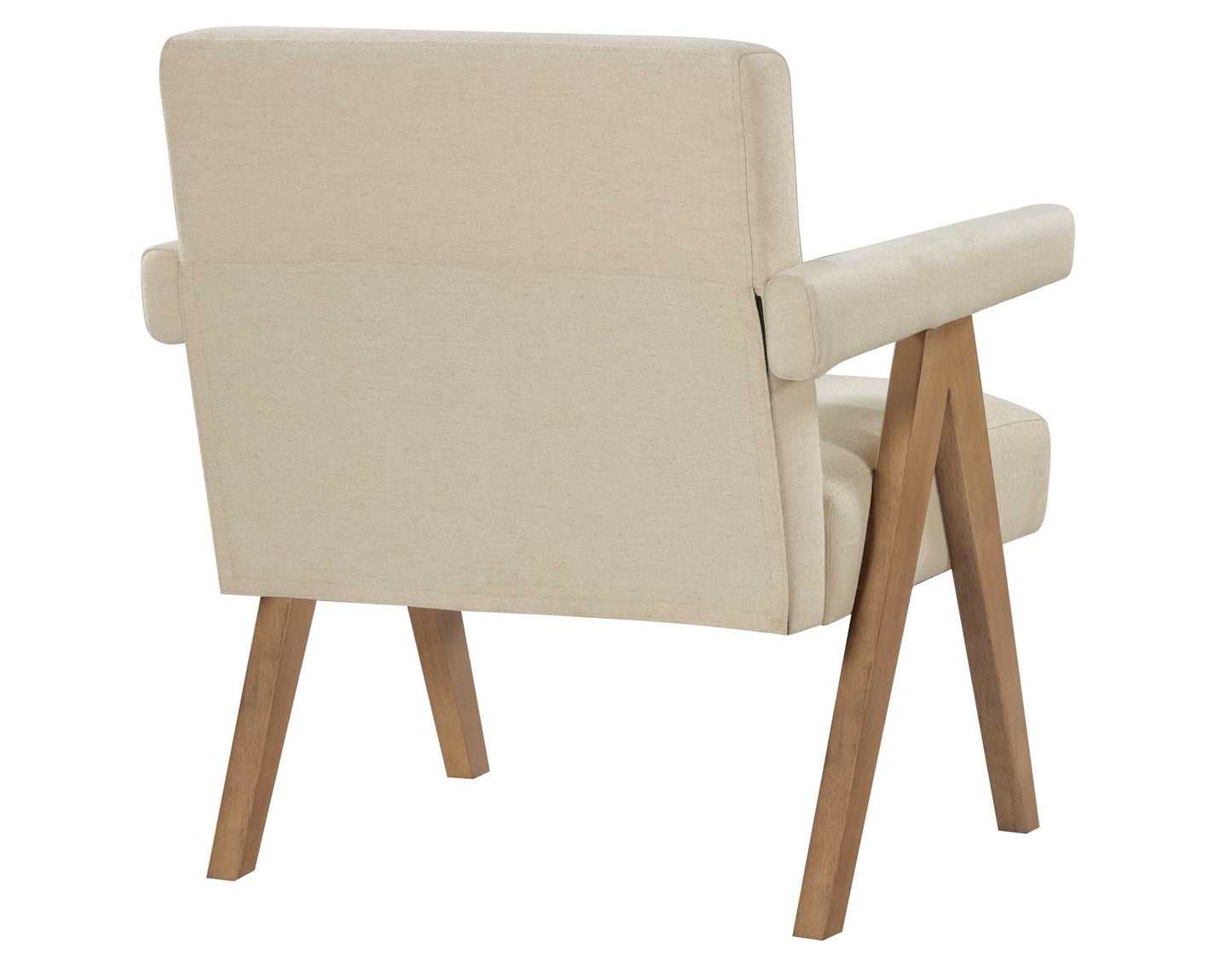 Helen Accent Chair, Cream Fabric with Light Chestnut Wood Finish