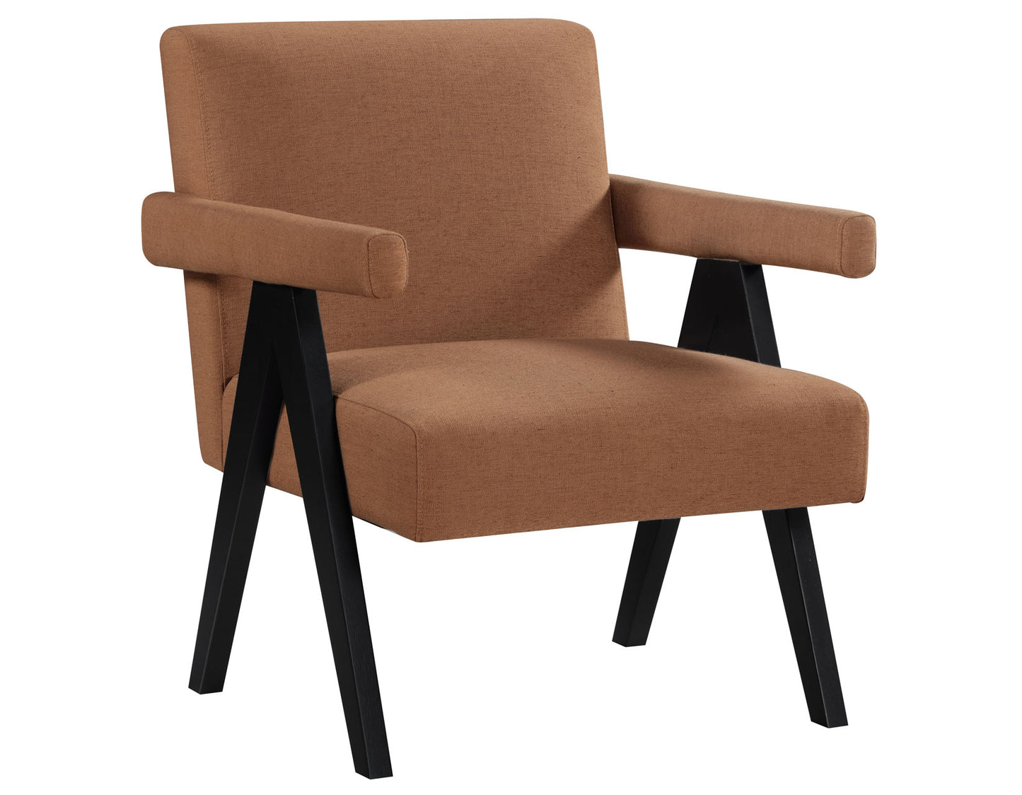 Helen Accent Chair, Rust Fabric with Black Wood Finish