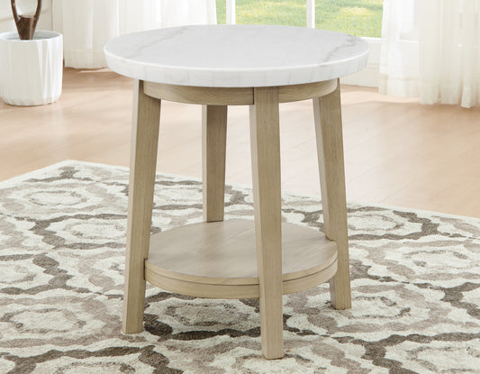 Vida 22" Round White Marble Top End Table