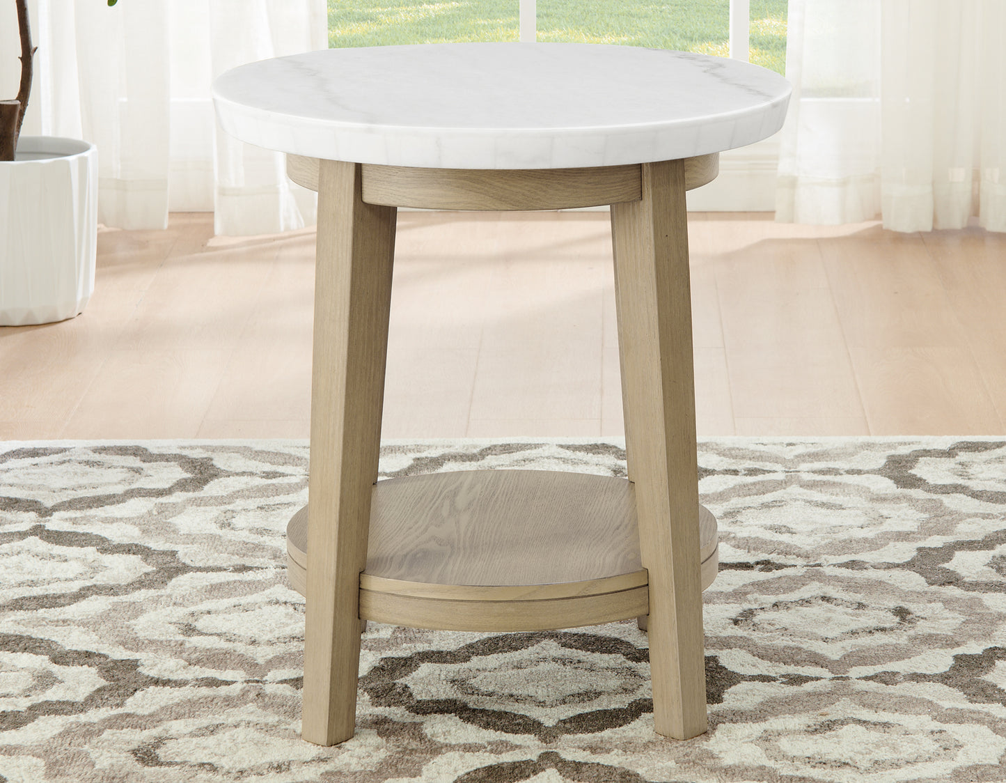 Vida 22" Round White Marble Top End Table