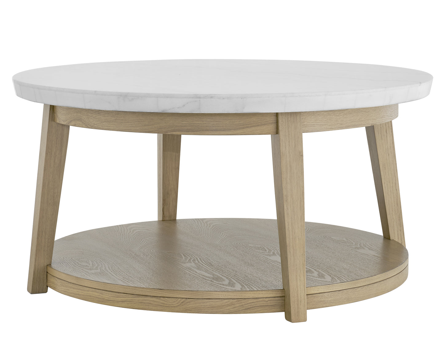 Vida Round 36" White Marble Top Cocktail Table with Casters