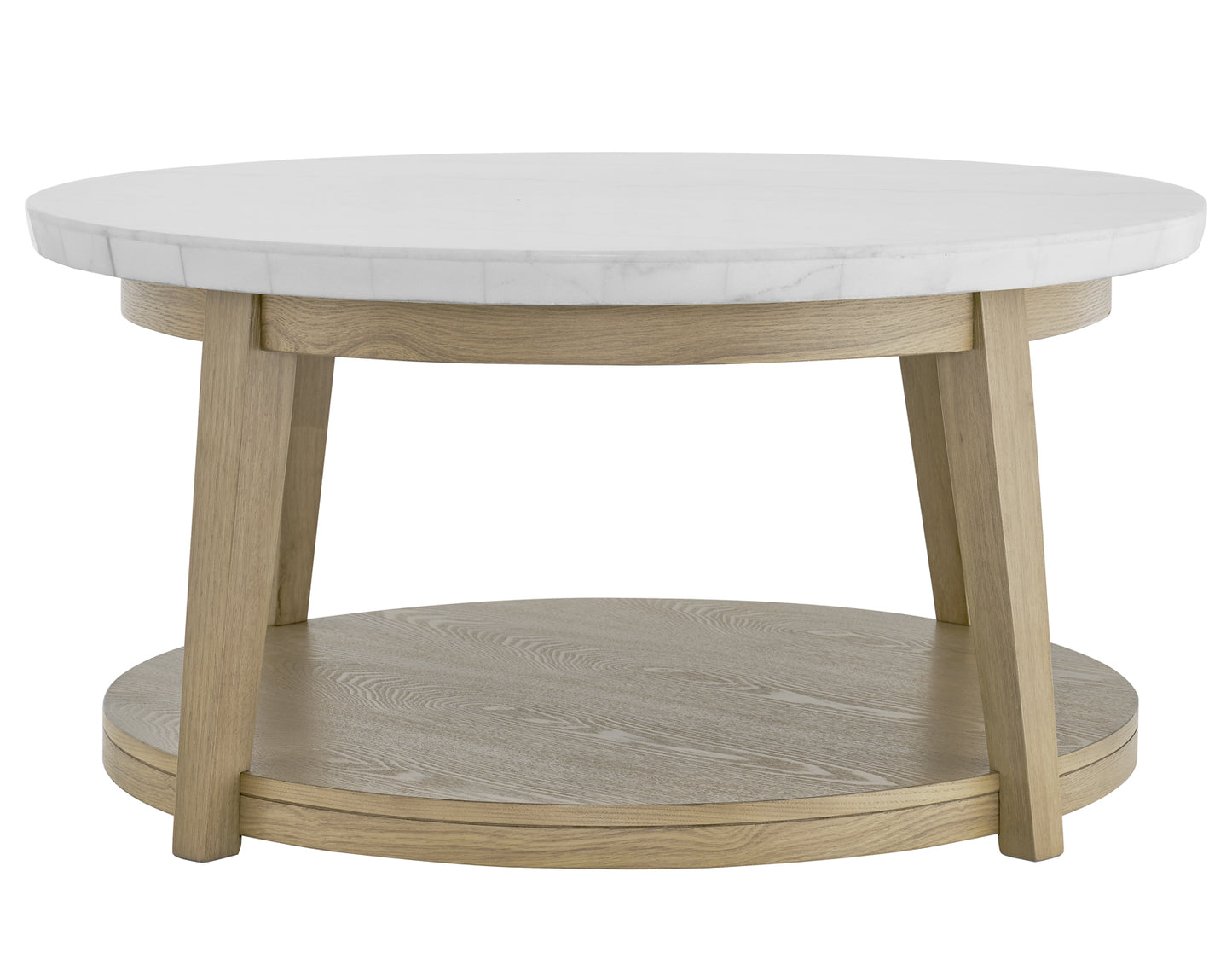 Vida Round 36" White Marble Top Cocktail Table with Casters