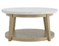 Vida Round 36" White Marble Top Cocktail Table with Casters