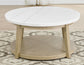 Vida Round 36" White Marble Top Cocktail Table with Casters