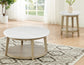 Vida Round 36" White Marble Top Cocktail Table with Casters