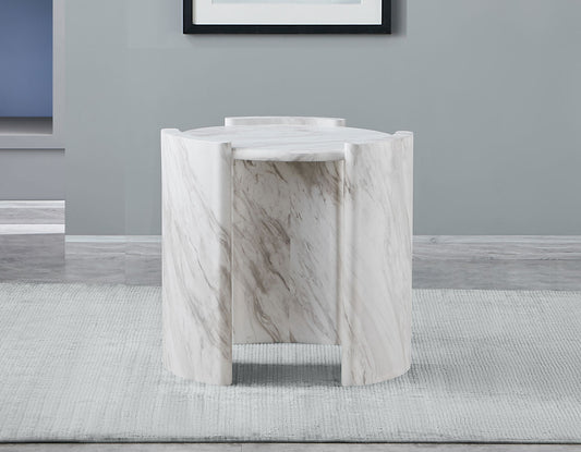 Merino Faux-Marble Round End Table