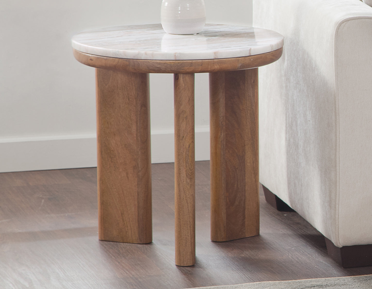 Sidney 3-Piece Round Toronto Brown Marble Top Table Set