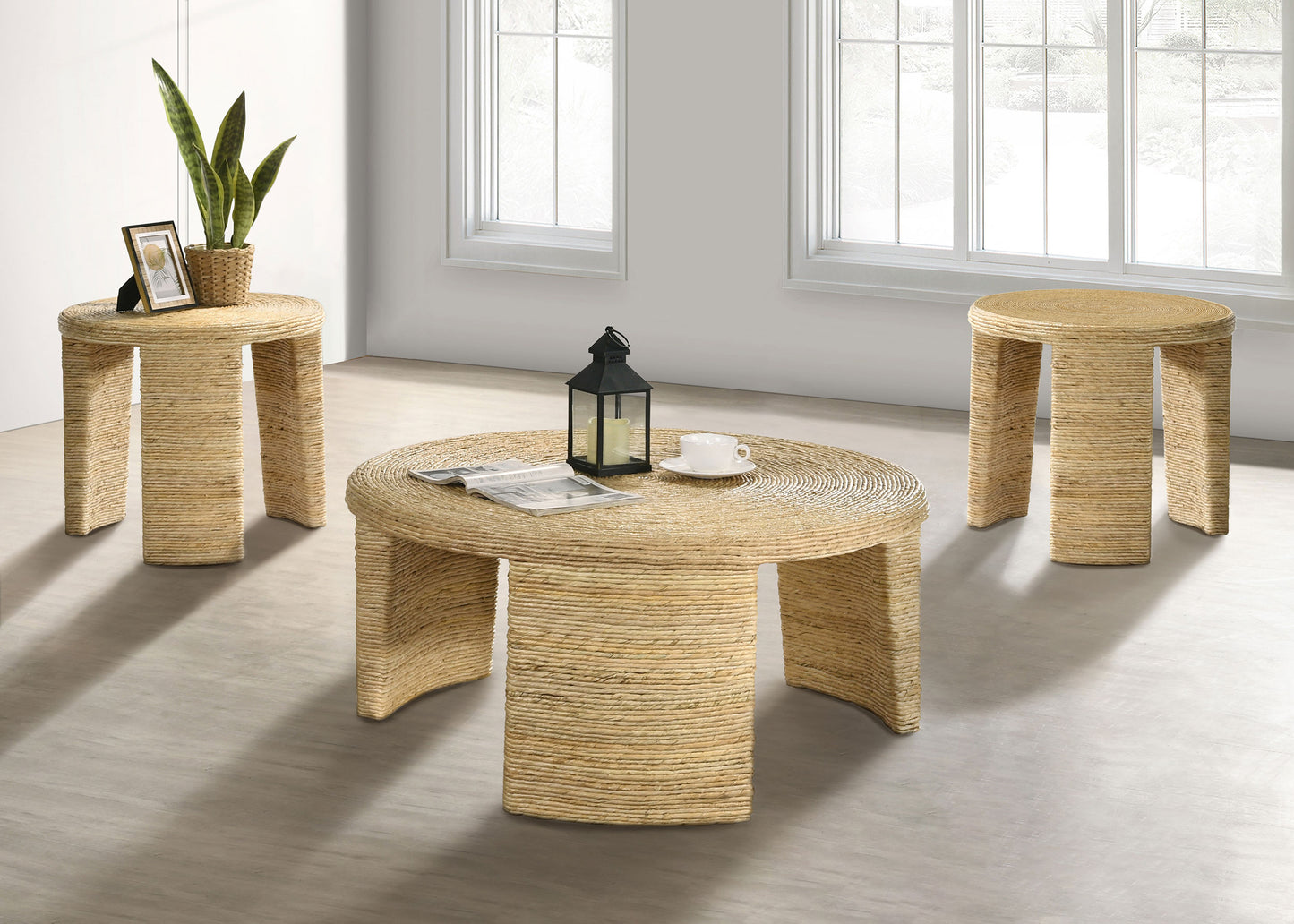 Artina 3-piece Rattan Coffee and End Table Set Natural