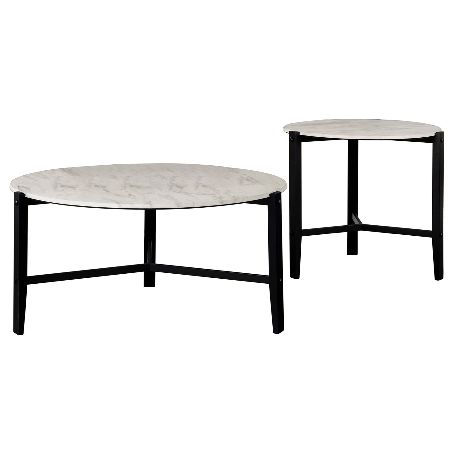 Tandi 2-piece Faux Marble Coffee and End Table Set White