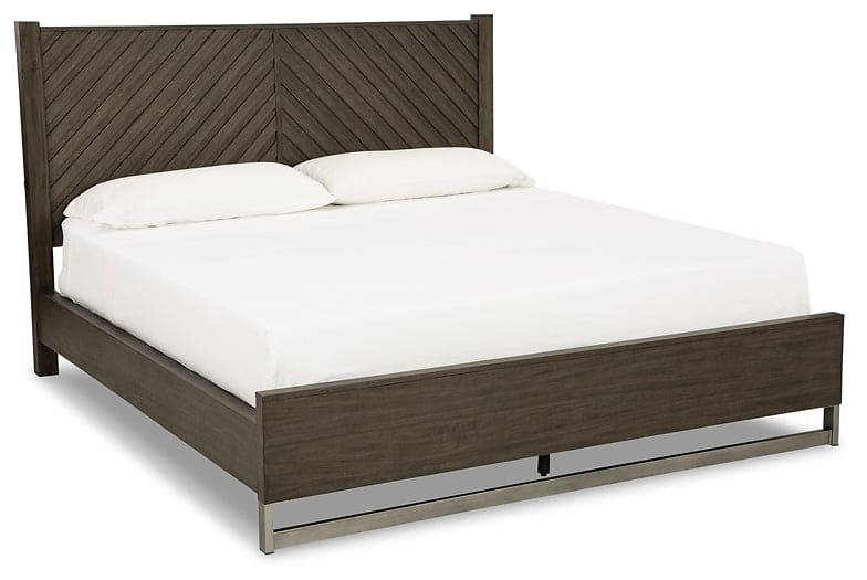 Arkenton King Panel Bed with Mirrored Dresser and Chest