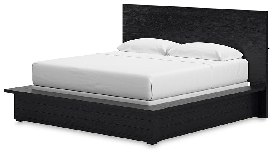 Londer King Panel Bed with Mirrored Dresser, Chest and 2 Nightstands