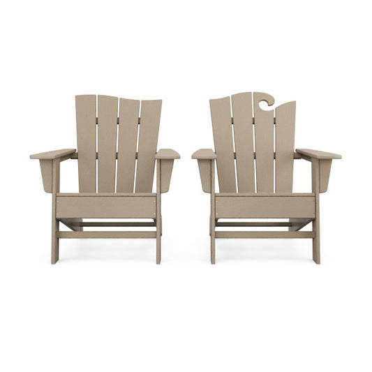 POLYWOOD Wave 2-Piece Adirondack Set with The Wave Chair Left in Vintage Finish FREE SIPPING