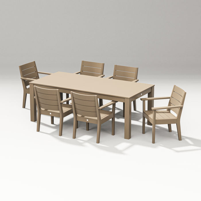 POLYWOOD Latitude 7-Piece Armchair Dining Set - Parsons 84" FREE SHIPPING