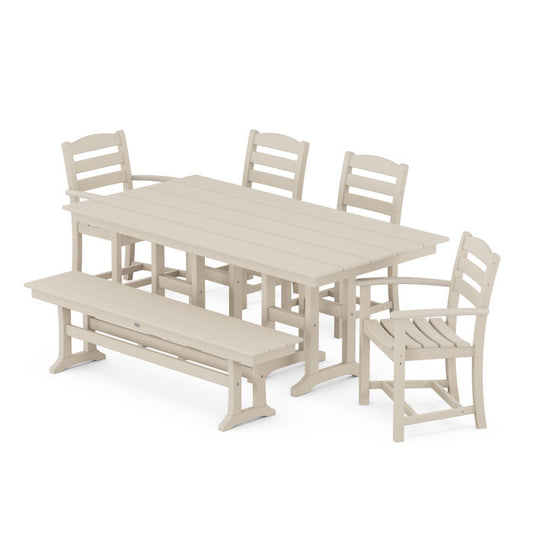 POLYWOOD La Casa Café 6-Piece Farmhouse Dining Set with Bench FREE SHIPPING