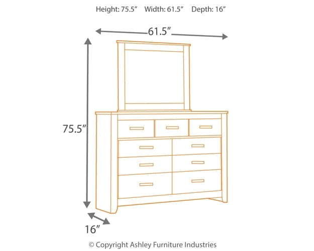 Brinxton King/California King Panel Headboard with Mirrored Dresser, Chest and Nightstand