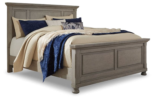 Lettner California King Panel Bed with Mirrored Dresser, Chest and 2 Nightstands