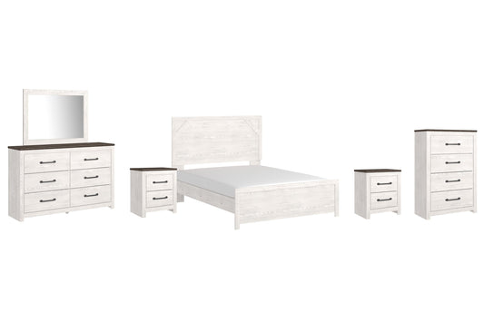 Gerridan Queen Panel Bed with Mirrored Dresser, Chest and 2 Nightstands