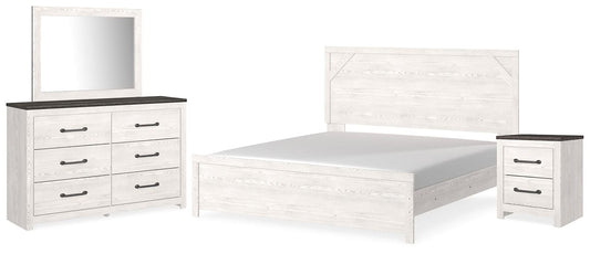 Gerridan King Panel Bed with Mirrored Dresser and Nightstand