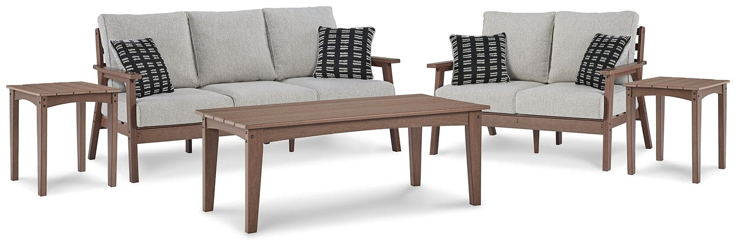 Emmeline Outdoor Sofa and Loveseat with Coffee Table and 2 End Tables