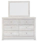 Paxberry King Panel Bed with Mirrored Dresser, Chest and Nightstand