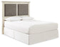 Cambeck King/California King Upholstered Panel Headboard with Mirrored Dresser and 2 Nightstands