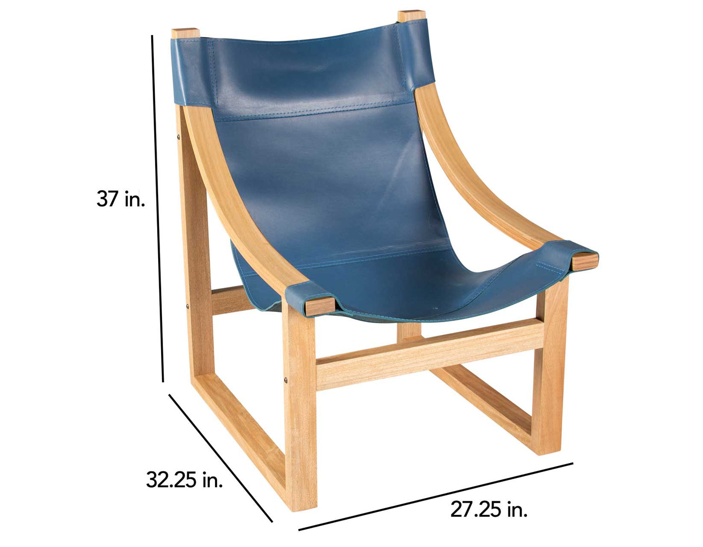 Lima Sling Chair, Cobalt Leather with Natural Frame