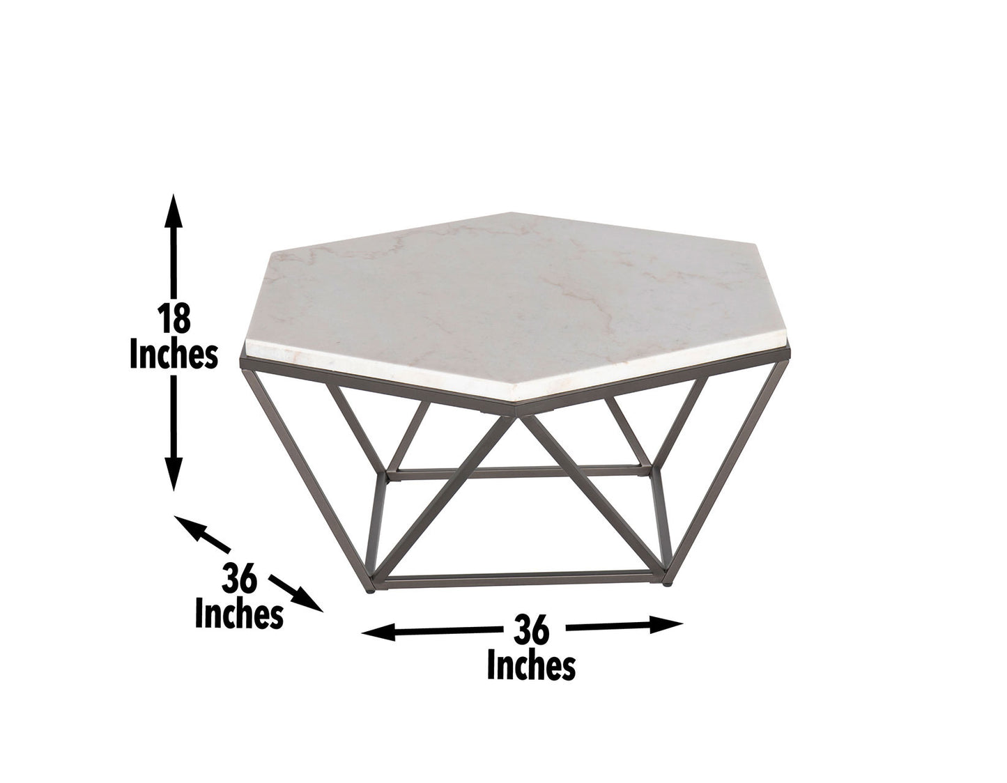 Corvus White Marble Top HexagonCocktail Table