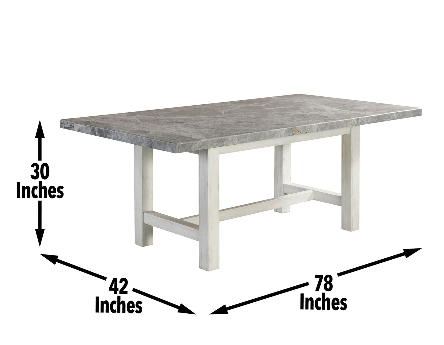 Canova 78-inch Gray Marble Top Dining Table