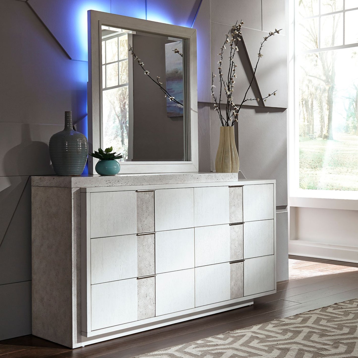 Mirage - Queen Panel Bed, Dresser & Mirror