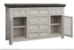 6 Drawer & 2 Doors Console Ivory & Stone Finish