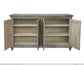 4 Doors Console, Two fixed shelves, Aged Green finish