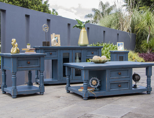 4 Drawer, Cocktail Table, Dark Blue finish