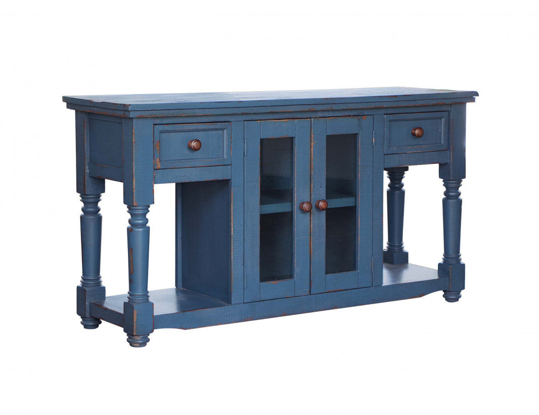 2 Drawer & 2 Doors. Sofa Table, Dark Blue finish