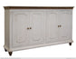 4 Doors Console, Two fixed shelves, White finish