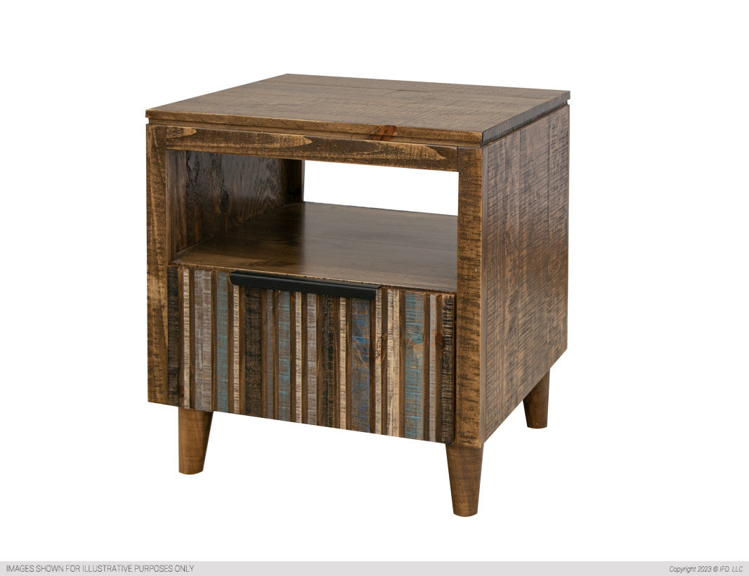 Sofa Table Blue, w/3 multicolor drawers