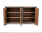 4 Doors Console, Two fixed shelves, Green finish