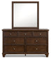 Danabrin King Panel Bed with Mirrored Dresser and 2 Nightstands