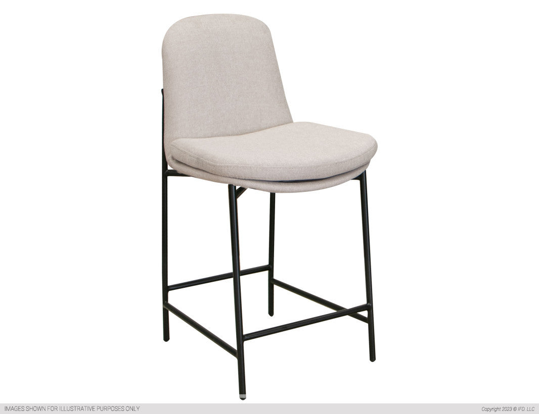 Wooden Frame & Metal Base, 24" Upholstered Barstool