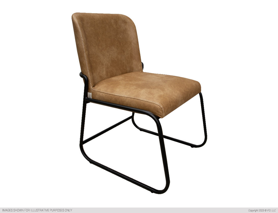 Wooden Frame & Metal Base, Upholstered Chair