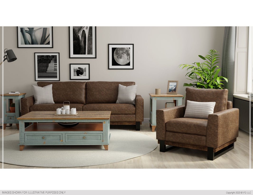 Metal & Wood Base, Loveseat