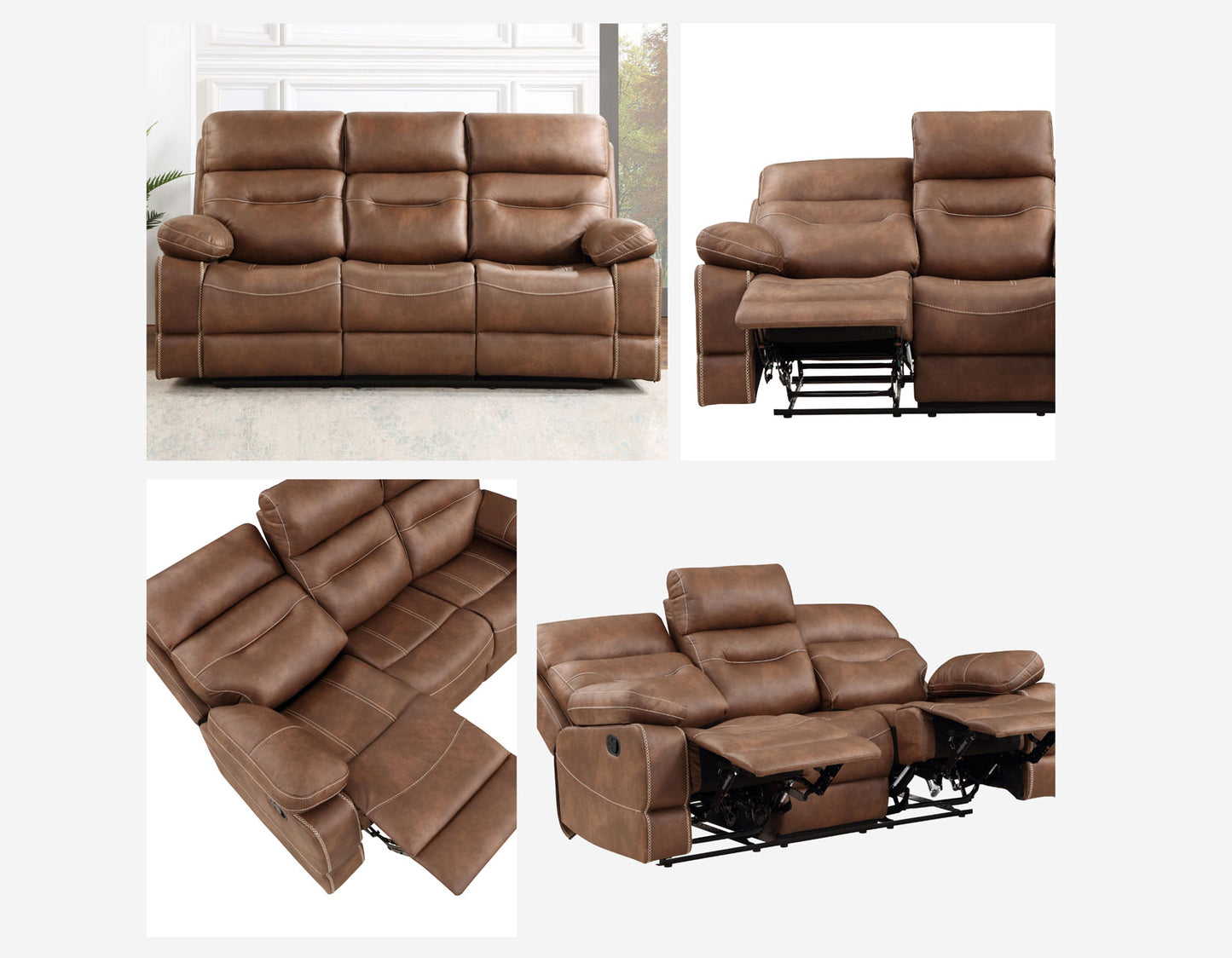 Rudger Manual Reclining Sofa, Chestnut