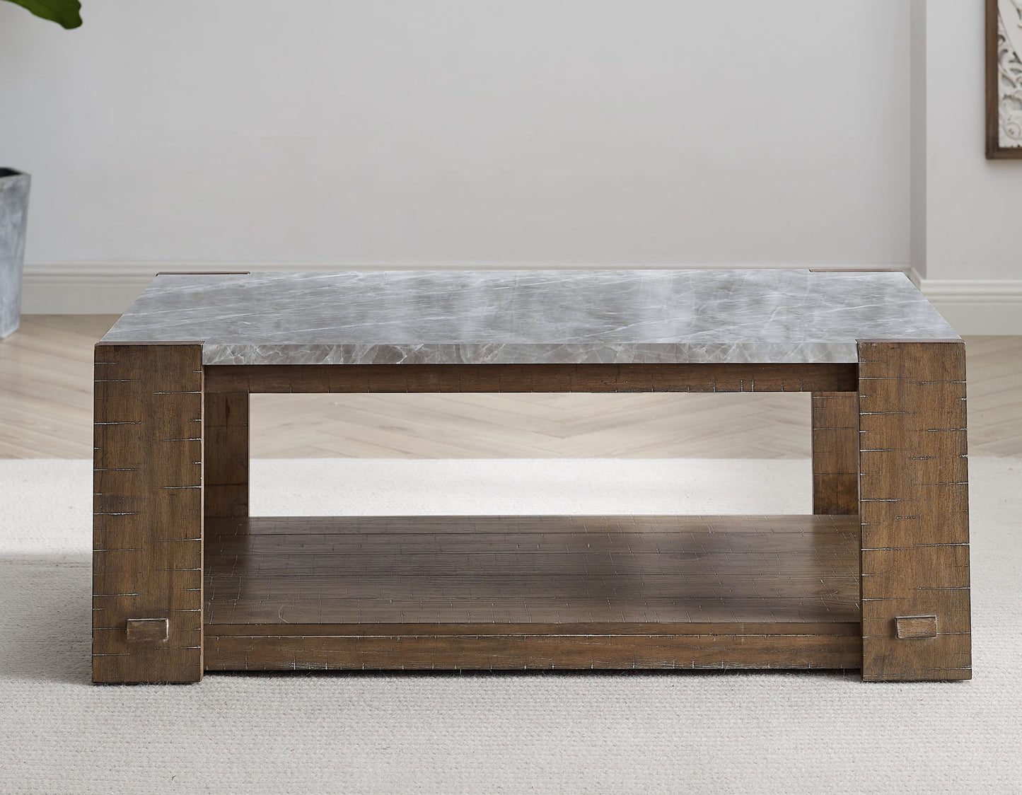 Libby Sintered Stone Coffee Table w/Casters