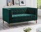 Isaac Channel Stitched Green Velvet Loveseat